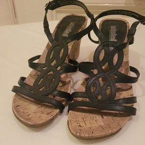 Unlisted Wedge Sandals Black Vegan Leather Women's Size 11